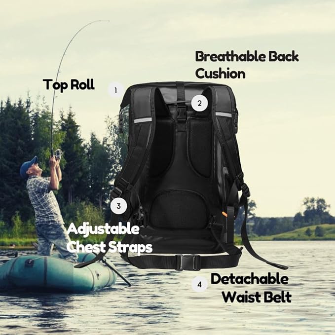 Waterproof Roll Top Kayak Dry Backpack, Floating Outdoor Dry Sack Boating Sailing Canoeing Rafting Fishing Camping 85L Black-StrideForce Fitness