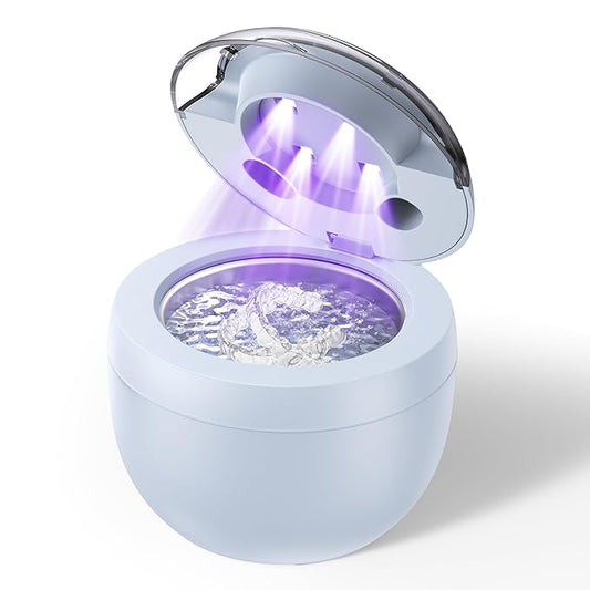 Ultrasonic Retainer Cleaner, Retainer Cleaner Machine for Dentures, Mouth Guards, Braces, Toothbrush Heads, Jewelry with 200ML Capacity, 45kHz Retainer Cleaning, 4 Modes for Appliances, Blue