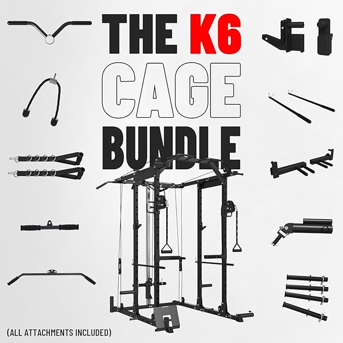 Mikolo Power Cage, Power Rack with Cable Crossover System, 1500LBS Squat Rack with LAT Pull Down System, Workout Cage with Pulley System for Fitness Home Gym-StrideForce Fitness