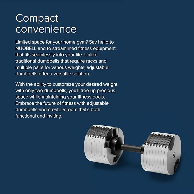 NÜOBELL® Adjustable Dumbbell Set, 5-50 LB or 5-80 LB, Easy Twist 2024-25 Model, All-In-One Weights Set (Pair) for Home, Original Manufacturer-StrideForce Fitness