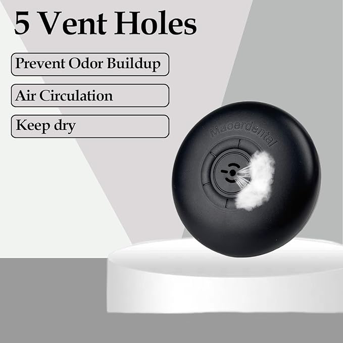 2 Pack Retainer Case,Aligner Case with Vent Holes, Compatible with Invisalign, Mouth Guard Cases，Portable Slim Travel Cute Orthodontic Retainer Cases (Black Purple+Black Cyan)