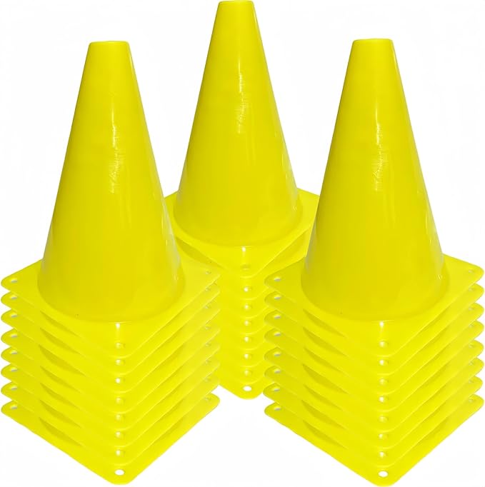 24 Pcs 7 Inch Plastic Traffic Cones, Basketball Football Drills, Skating, Sport Training Agility Markers, Indoor Outdoor Games, Multicolor-StrideForce Fitness