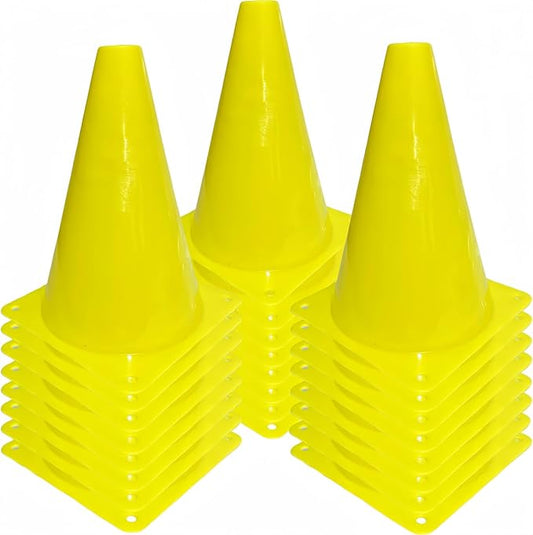 24 Pcs 7 Inch Plastic Traffic Cones, Basketball Football Drills, Skating, Sport Training Agility Markers, Indoor Outdoor Games, Multicolor-StrideForce Fitness
