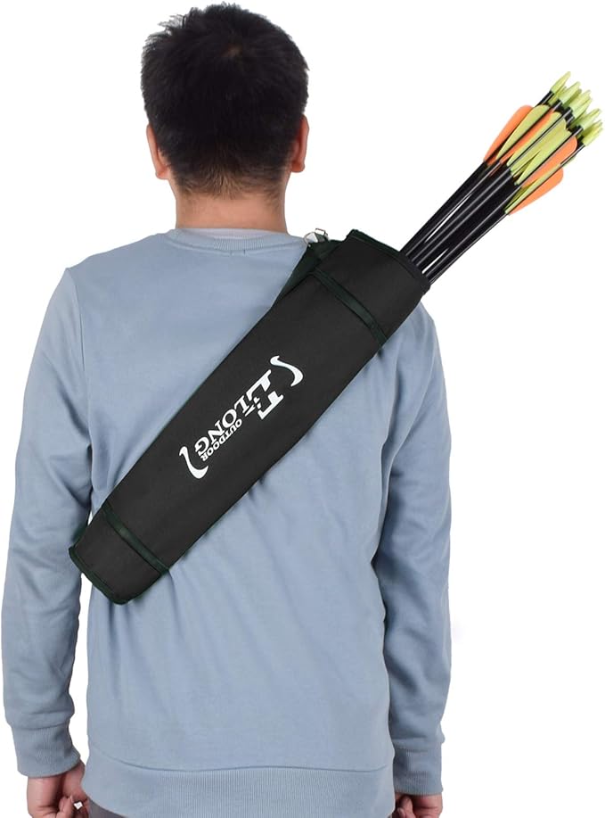 YLS Archery Hip and Back Quiver for Arrows - Black Arrow Quiver for Kids and Adults - Adjustable Arrow Holder with a Padded Strap and Belt Clip - Archery Accessories for Field and Practice-StrideForce Fitness