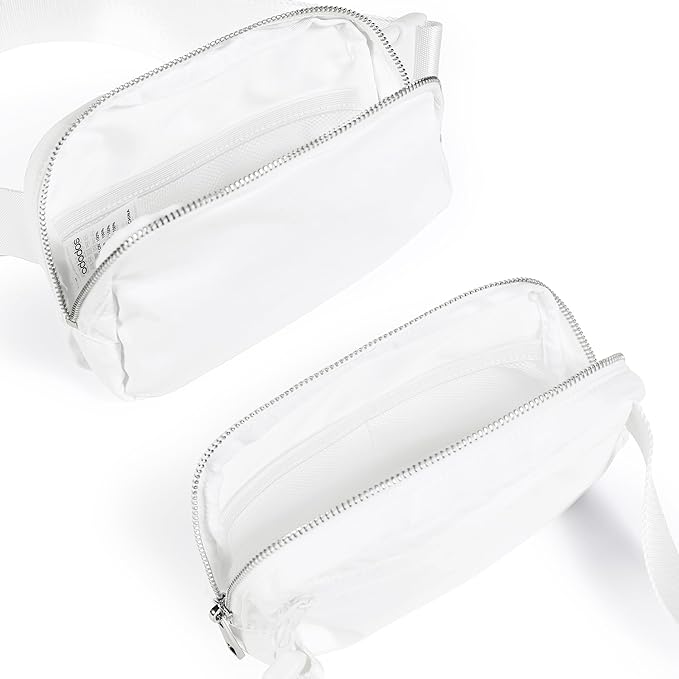 ODODOS Unisex Mini Belt Bag with Adjustable Strap Small Fanny Pack for Workout Running Traveling Hiking, White-StrideForce Fitness