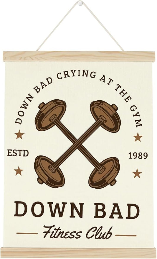 Gym Motivational Posters Funny College Dorm Posters Gifts for Guys Girls Friends Down Bad Crying at The Gym Flag Wall Art Decor Sign for Home Gym Bedroom Office-StrideForce Fitness