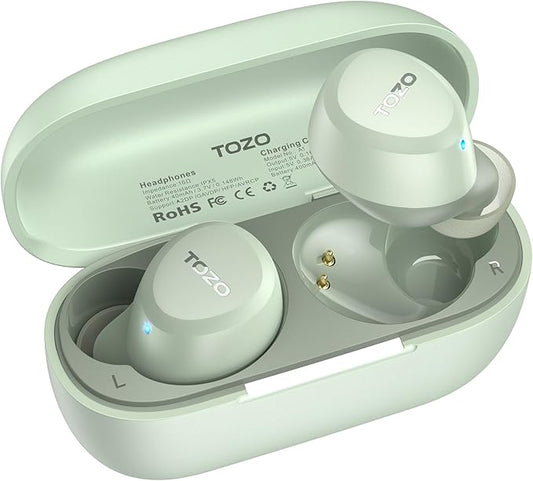 TOZO A1 Wireless Earbuds Bluetooth 5.3 Light Weight in Ear IPX5 Waterproof Headphones 2 Mic for AI Calls, Immersive Premium Sound Bass Headset with Charging Case, 32 Presets EQ Customization via App-StrideForce Fitness