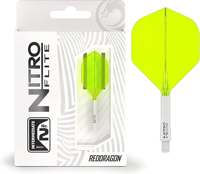 RED DRAGON Darts – Nitro Flite Integrated Flight & Shaft System – No.2 Shape and Design - Available in Short, Intermediate & Medium - Available in Variety of Colours - Professional Darts Accessories-StrideForce Fitness