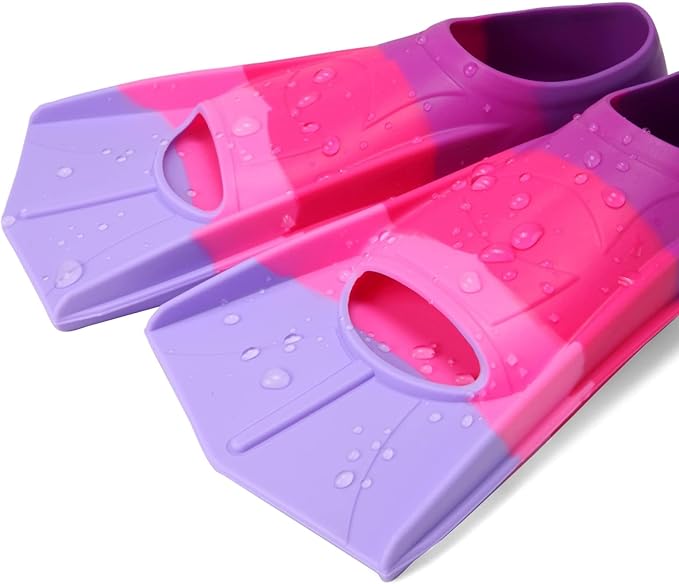 Kids Swim Fins,Short Kids Fins Youth Swimming Flippers for Lap Swimming Training for Children Girls Boys Beginners-StrideForce Fitness