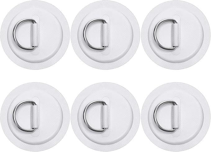 TOBWOLF 6 Pack Stainless Steel D-Ring Patch for Inflatable Boat Kayak Dinghy SUP, D-Ring PVC Patch Stand-Up Paddleboard Canoe Rafting Accessories, NO Glue Included-StrideForce Fitness