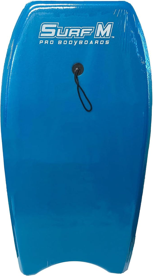 PMU 33 Inch Sky Blue Bodyboard - Lightweight Wrist Leash, Slick Bottom Boards for Beach, Sea & Pool - Surfing Board for Kids, Teens & Adults Wave Conditions Pkg/1-StrideForce Fitness