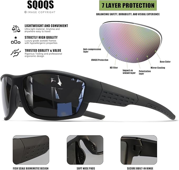 Polarized Sports Sunglasses Men UV400 Protection Lightweight Wrap Around Goggles for Cycling Fishing Driving Running-StrideForce Fitness