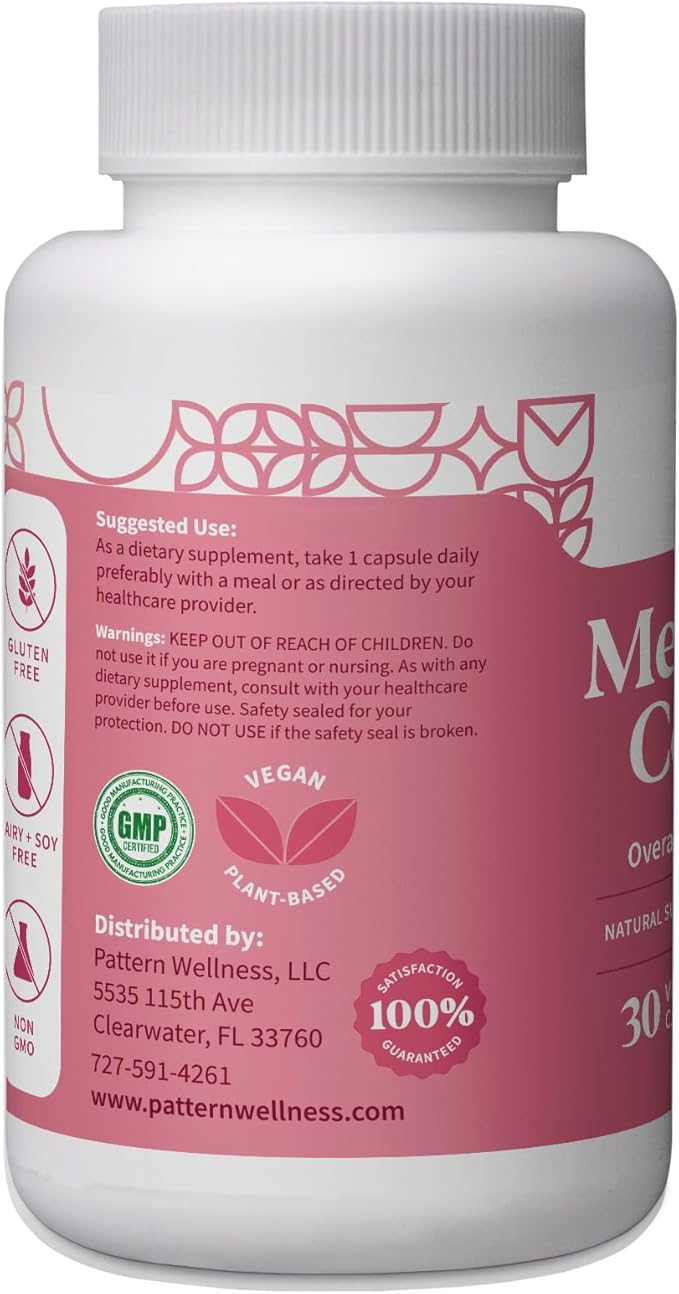 Pattern Wellness Menopause Complex Supplement - Natural Menopause Support for Hot Flashes, Mood Swings, Hormone Balance - Formulated with Bioperine® - 3rd Party Lab Tested - 30 Vegan Capsules-StrideForce Fitness