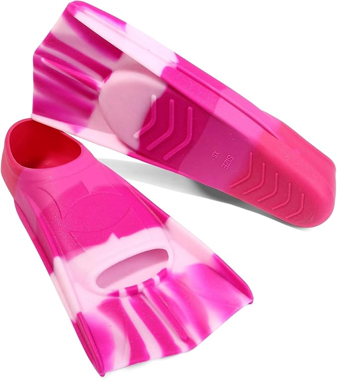 Kids Swim Fins,Short Kids Fins Youth Swimming Flippers for Lap Swimming Training for Children Girls Boys Beginners-StrideForce Fitness