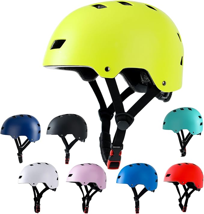 Bike Helmet 3 Sizes for Teenager Kids Youth Adults,Bavilk Skateboard Helmet Adjustable Multi-Sport Bicycle Cycling Scooter Roller Skate Inline Skating Rollerblading for Girls Boys Women Men Teen-StrideForce Fitness