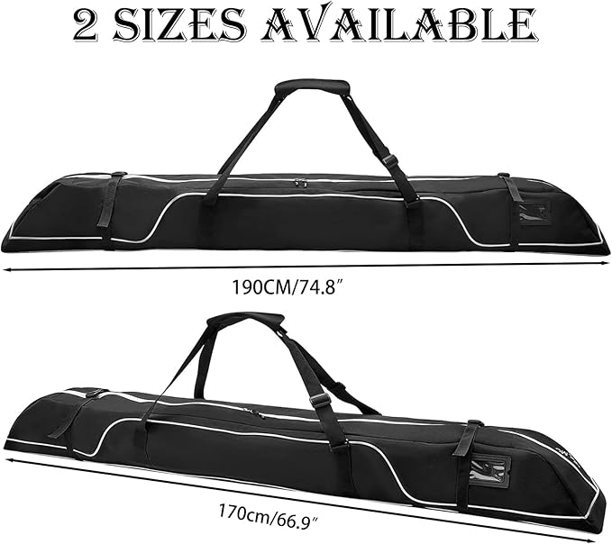 Ski Bag,Single Ski Bags for Air Travel,Ski Bag with Separate Pole Slot,Ski Travel Bag for Snow Gear, Poles and Accessories-StrideForce Fitness
