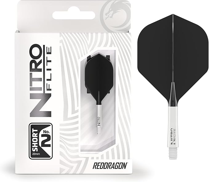 RED DRAGON Darts – Nitro Flite Integrated Flight & Shaft System – No.2 Shape and Design - Available in Short, Intermediate & Medium - Available in Variety of Colours - Professional Darts Accessories-StrideForce Fitness