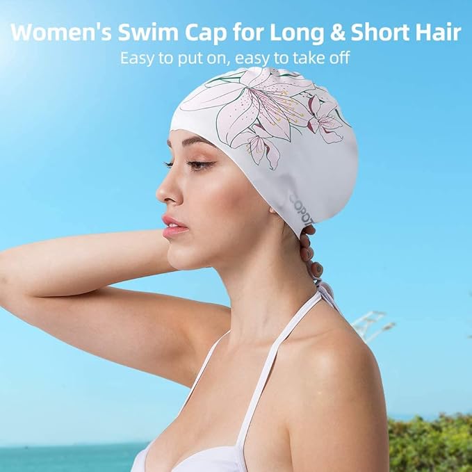 COPOZZ Stylish Silicone Swim Cap for Women – Comfortable, Durable, and Hair-Protecting Design-StrideForce Fitness
