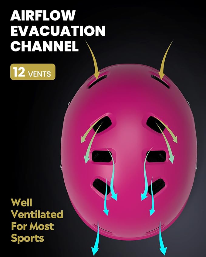 OutdoorMaster Skateboard Cycling Helmet - Two Removable Liners Ventilation Multi-Sport Scooter Roller Skate Inline Skating Rollerblading for Kids, Youth & Adults-StrideForce Fitness