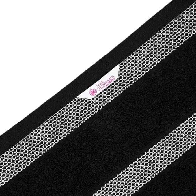 CASA COPENHAGEN, Solitaire 10 Pieces Hand Towel Set- Jet Black, 600 GSM, 16x28 Inches, Designed in Denmark Super Soft Egyptian Cotton Towels for Bathroom & Kitchen-StrideForce Fitness