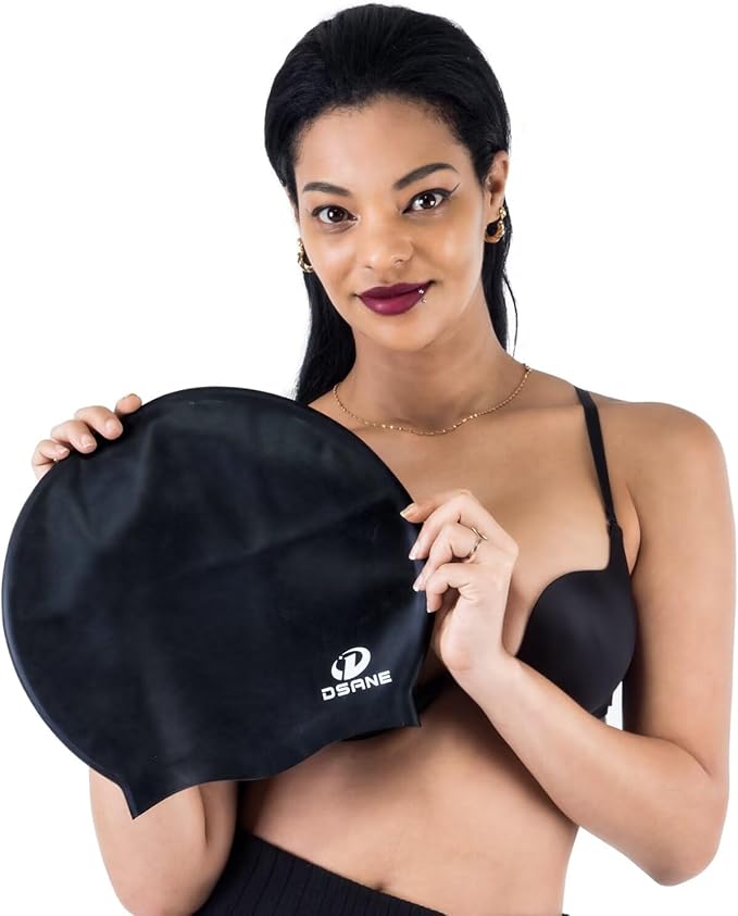 Dsane Extra Large Swimming Cap for Women and Men,Special Design Swim Cap for Very Long Thick Curly Hair&Dreadlocks Weaves Braids Afros Silicone Keep Your Hair Dry-StrideForce Fitness