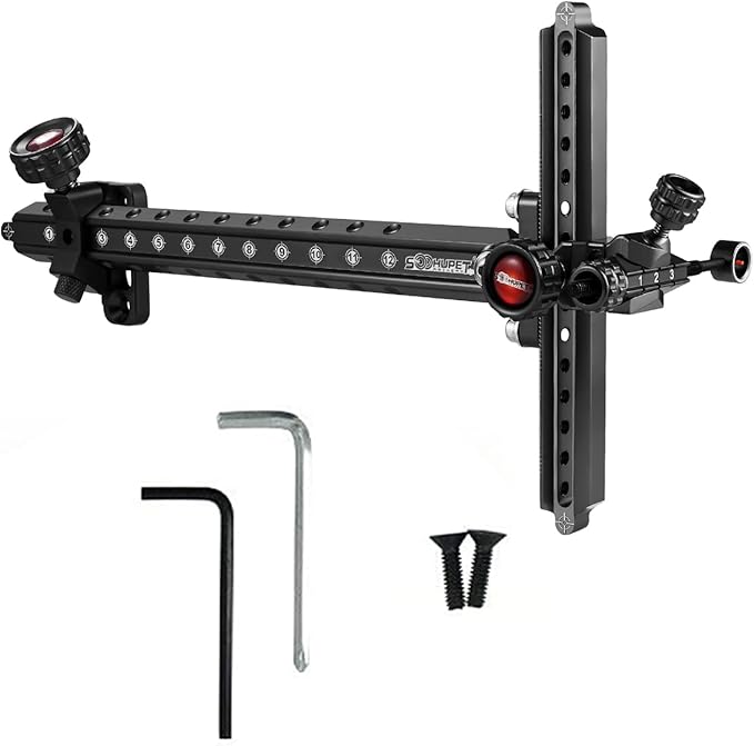 Archery Recurve Bow Sight, SOOHUPET Accessories T Shape Archery Shooting Target Sight Adjustable Bowsight with Optical Fiber Pin Sight for Target Practice-StrideForce Fitness