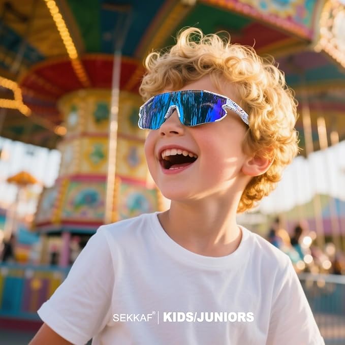 Kids Baseball Sunglasses for Boys Girls Youth Softball Cycling Sports Sunglasses UV400 Protection Age 5-12-StrideForce Fitness