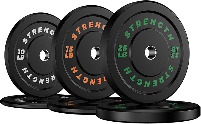 Premium Color-Coded Rubber Bumper Plates Set - 2 Inch Olympic Weight Plates for Home Gym Cross and Strength Training-StrideForce Fitness