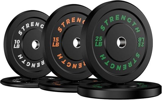Premium Color-Coded Rubber Bumper Plates Set - 2 Inch Olympic Weight Plates for Home Gym Cross and Strength Training-StrideForce Fitness