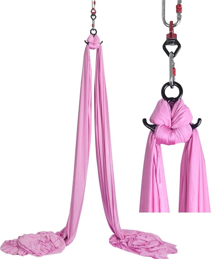 DASKING Aerial Silks Starter Kit - Durable 11Yards of Aerial Yoga Hammock with Hardware, Aerial Swing for Acrobatic Flying Yoga & All Levels (Aerial Rigging Point Up to 14ft)-StrideForce Fitness