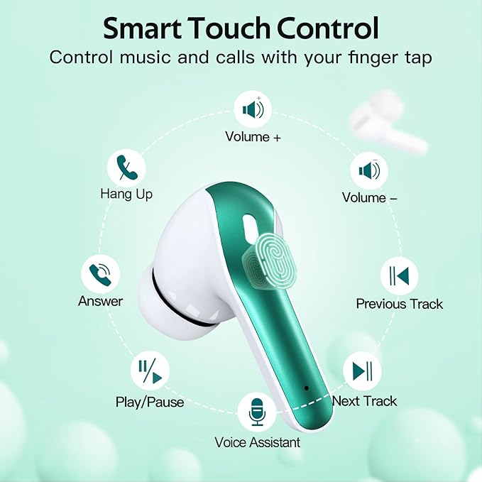 TAGRY 2 Sets X08 Forest Green and Sunset Pink Bluetooth Headphones True Wireless Earbuds 60H Playback Ear Buds with Wireless Charging Case in-Ear Earbuds with Mic-StrideForce Fitness