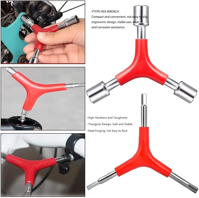 Bicycle Spoke Tension Meter Wrench Repair Tool Set, 8pcs Adjustment Bike Bicycle Spoke Indicator Tensiometer Wrench, Wheel Repair Tool W/Valve Wrench/Spoke Wrench/Tire Lever/Hex/Socket Wrench-StrideForce Fitness