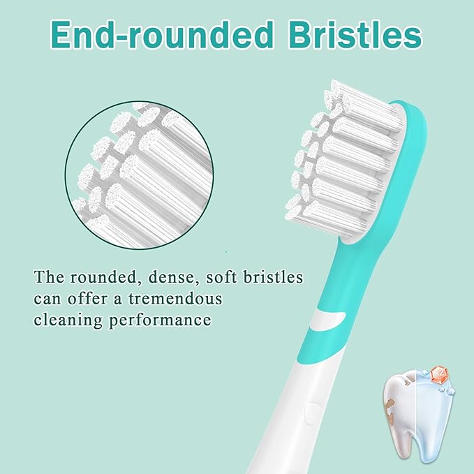 Kids Toothbrush Heads Compatible with Electric Philips Sonicare Handle 6032/94 6321 6340 6042 6320 6330, Replacement Heads Compact for Child 3-7 Years Old, Mini Brush Heads with Caps, 8 Pack Green