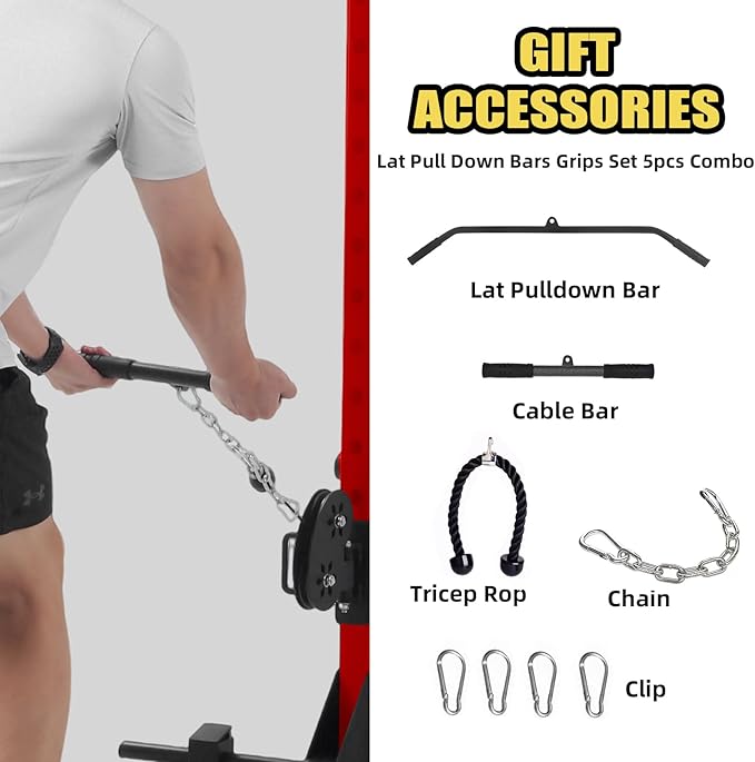 Power Cage, Squat Rack with Cable Crossover and Dual Independent Pulley System, 2000LB Capacity Workout Cage with More Training Attachments, Power Rack for Home Gym-StrideForce Fitness