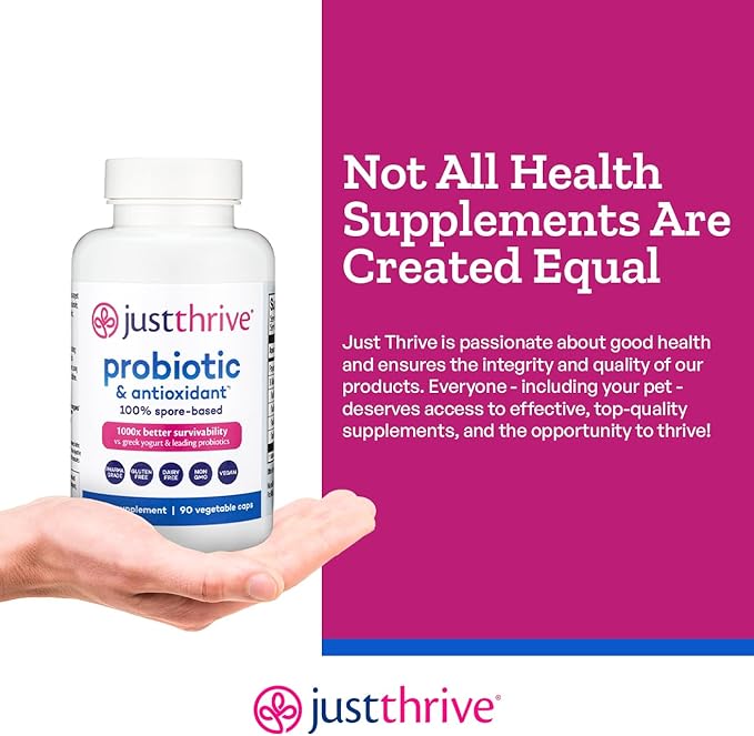 Just Thrive Probiotic & Antioxidant Supplement - 100% Spore-Based Digestive and Immune Support - Gluten Free, 90 Caps-StrideForce Fitness