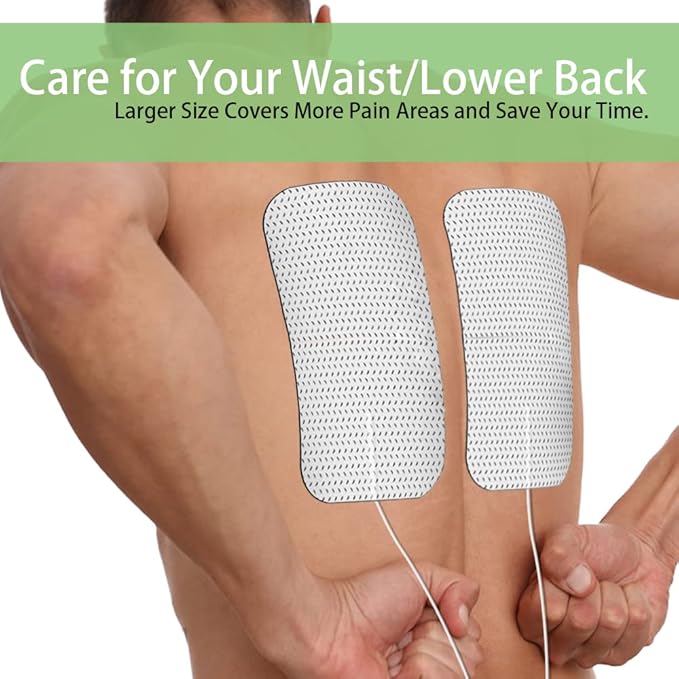 TENS Unit Replacement Pads for Waist and Lower Back Pain Relief 4X8" Large TENS Unit Pads Self-Adhesive Electrode Pads Compatible with TENS 7000, AUVON TENS- 4 Pcs-StrideForce Fitness