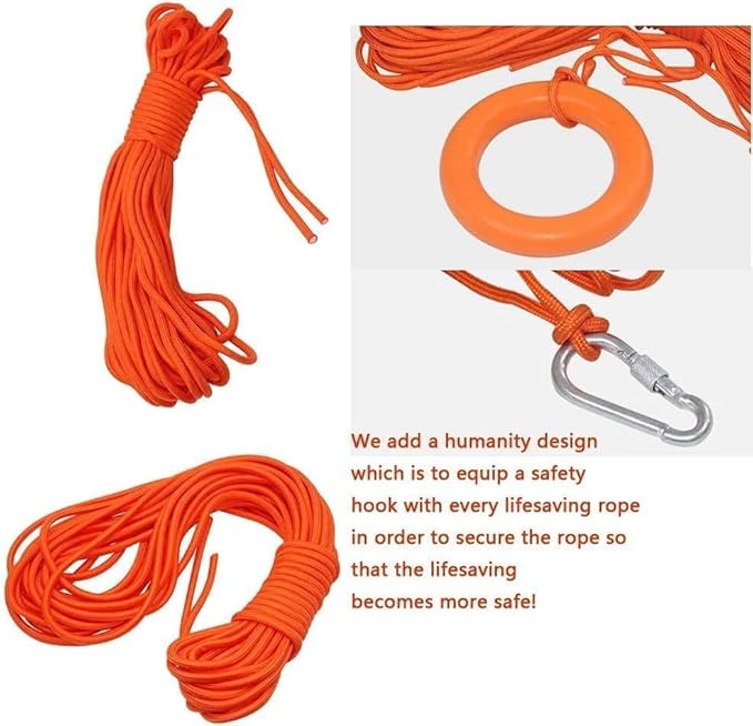 Lifebuoy Set 20Inch Life Preserver Ring and Water Floating Lifesaving Rope 98.4FT,Swim Foam Buoy,Swimming Pool Safety Throwing Ring with Perimeter Rope,Throwable Flotation Device-StrideForce Fitness