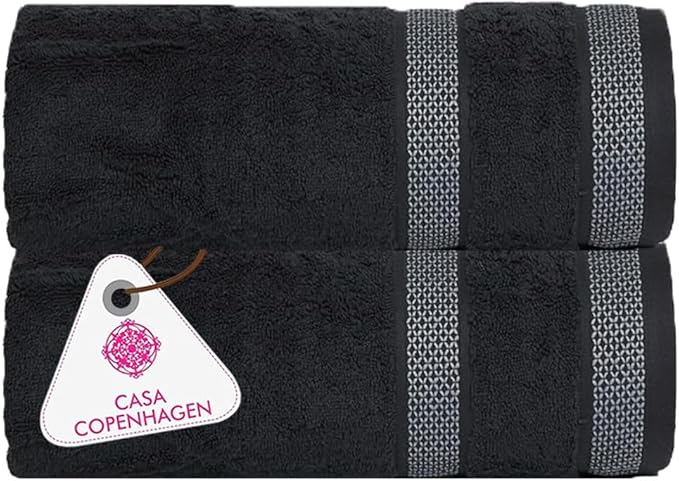 CASA COPENHAGEN Solitaire Towel, 2 Piece Bath Sheet Towel Set- Pine Grey, 600 GSM Designed in Denmark Made of Soft Egyptian Cotton for Bathroom, Kitchen & Shower-StrideForce Fitness
