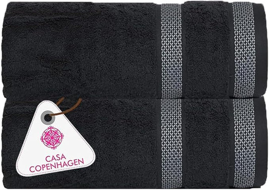 CASA COPENHAGEN Solitaire Towel, 2 Piece Bath Sheet Towel Set- Pine Grey, 600 GSM Designed in Denmark Made of Soft Egyptian Cotton for Bathroom, Kitchen & Shower-StrideForce Fitness
