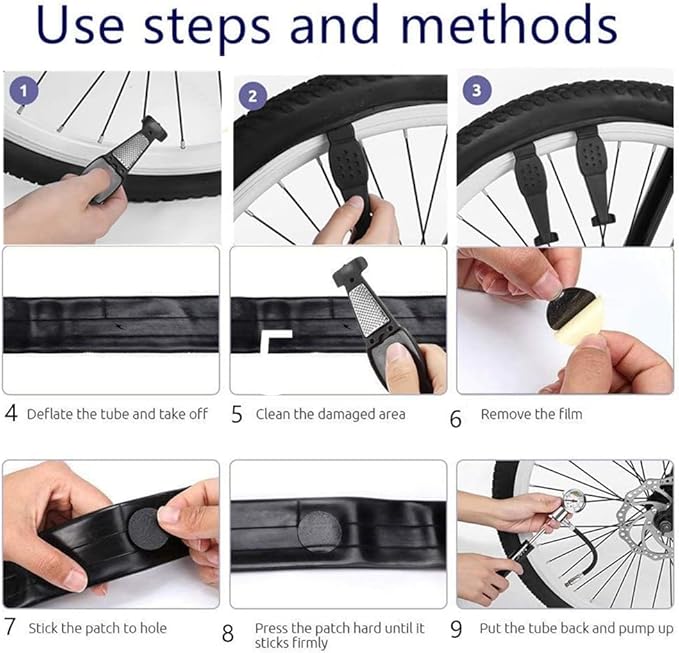 YBEKI Bike Tyre Repair Tool Kit - Bicycle Tool kit with 210 Psi Mini Pump 10-in-1 Multi-Tool with Chain Breaker, Tyre Levers &Tire Patch, Bone Wrench, 1 Portable Bag-StrideForce Fitness