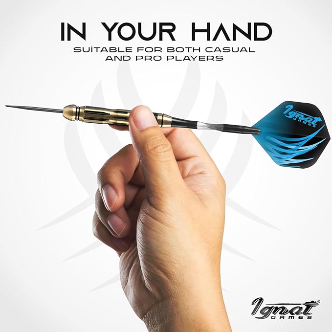IgnatGames Premium Steel Tip Darts – 3/6/12 Pack Brass Barrels with Aluminum Shafts, 16 GlideXPro Flight Set, Tool Kit & Giftable Case-StrideForce Fitness