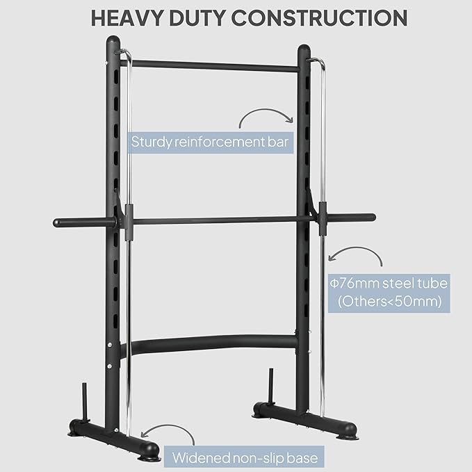 Soozier Squat Rack with Pull-Up Bar, Adjustable Power Rack with Barbell Bar, Multi-Functional Bench Press Rack for Home Gym Strength Training-StrideForce Fitness