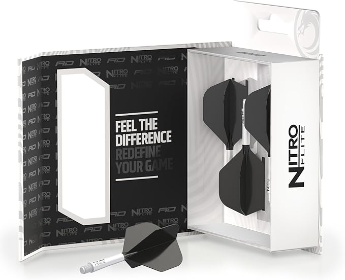 RED DRAGON Darts – Nitro Flite Integrated Flight & Shaft System – No.2 Shape and Design - Available in Short, Intermediate & Medium - Available in Variety of Colours - Professional Darts Accessories-StrideForce Fitness