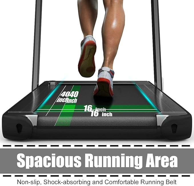 GYMAX Walking Pad, 2.25HP Foldable Treadmill with Smart App & Remote Control, Bluetooth LED Monitor, Small Spaces Compact Running Machine, Folding Portable Under Desk Treadmill for Home Office-StrideForce Fitness