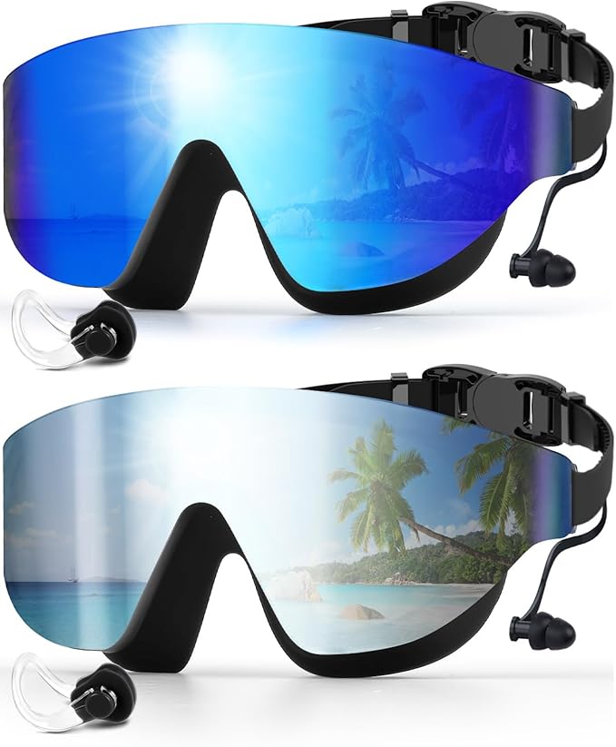 Swim Goggles, Frameless Wide View Swimming Goggles, Anti-Fog Anti-UV No Leaking Pool Goggles for Men Women Adult-StrideForce Fitness