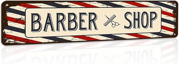 Barber Shop Decor Accessories - Barbershop Poster Metal Tin Signs Vintage Wall Art, Barber Gifts for Men Haircut Decorations 4x16 Inch-StrideForce Fitness