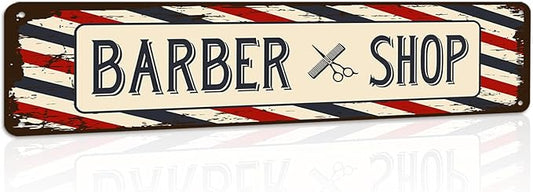 Barber Shop Decor Accessories - Barbershop Poster Metal Tin Signs Vintage Wall Art, Barber Gifts for Men Haircut Decorations 4x16 Inch-StrideForce Fitness