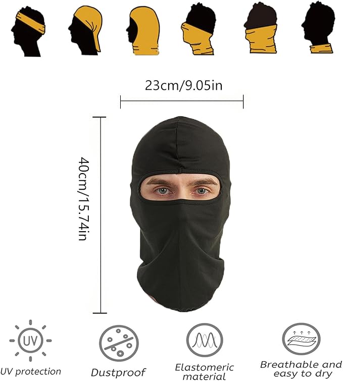 5 Pack of Balaclava Headgear, Outdoor Men's and Women's Ski Caps, Mask, Airsoft Gun, Motorcycle Cover, Helmet (Black, White)-StrideForce Fitness