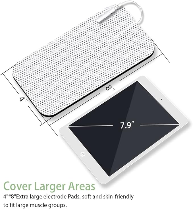TENS Unit Replacement Pads for Waist and Lower Back Pain Relief 4X8" Large TENS Unit Pads Self-Adhesive Electrode Pads Compatible with TENS 7000, AUVON TENS- 4 Pcs-StrideForce Fitness