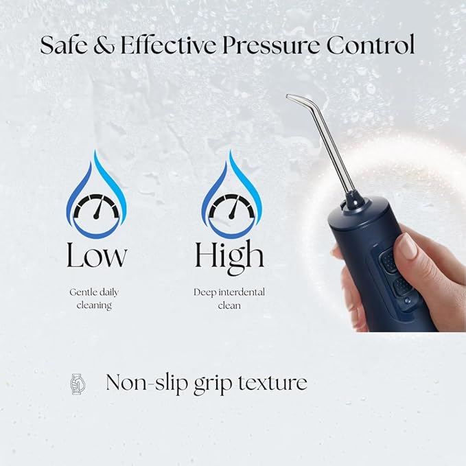 HydroAdvance Cordless Water Flosser for Teeth & Gums | Rechargeable Portable Oral Irrigator for Braces & Travel | Pulse Cleaning with 2 Flossing Tips | Waterproof Dental Care Device (Blue)
